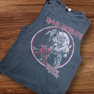 Divided Washed Black Iron Maiden Tank Top